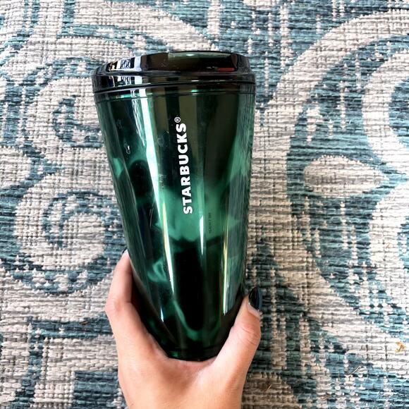 Starbucks Dark Green Swirl Reusable Tumbler Cold Cup - Size 16 oz - Picture 2 of 7